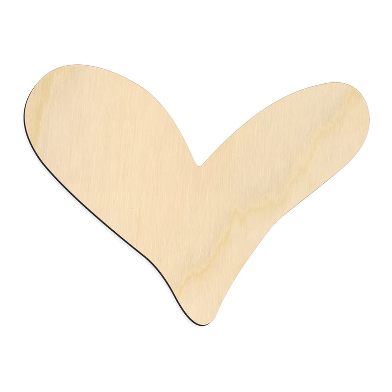 Laser-cut baltic birch silhouette of WIDE WHIMSICAL HEART