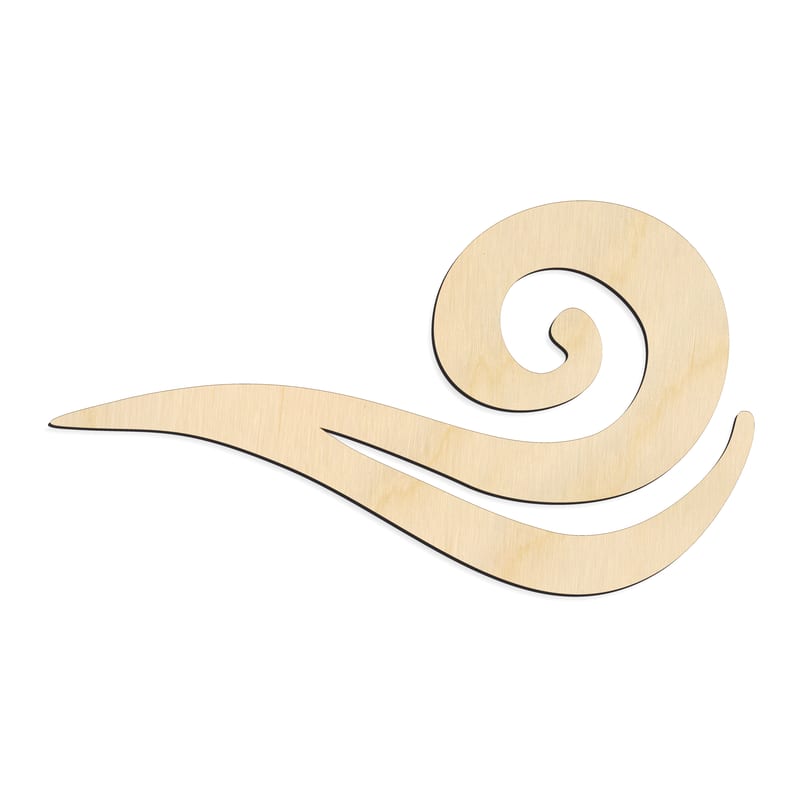 Laser-cut baltic birch silhouette of WIND ELEMENT
