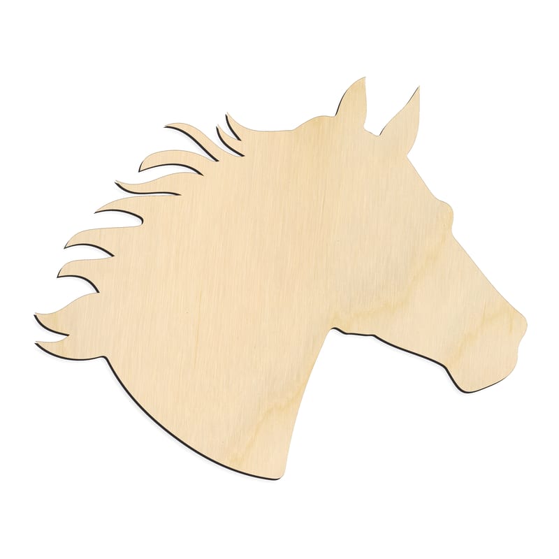 Laser-cut baltic birch silhouette of WINDSWEPT HORSE HEAD