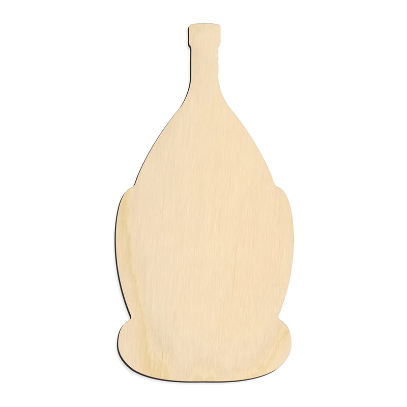 Laser-cut baltic birch silhouette of WINE BOTTLE ROUND BODY