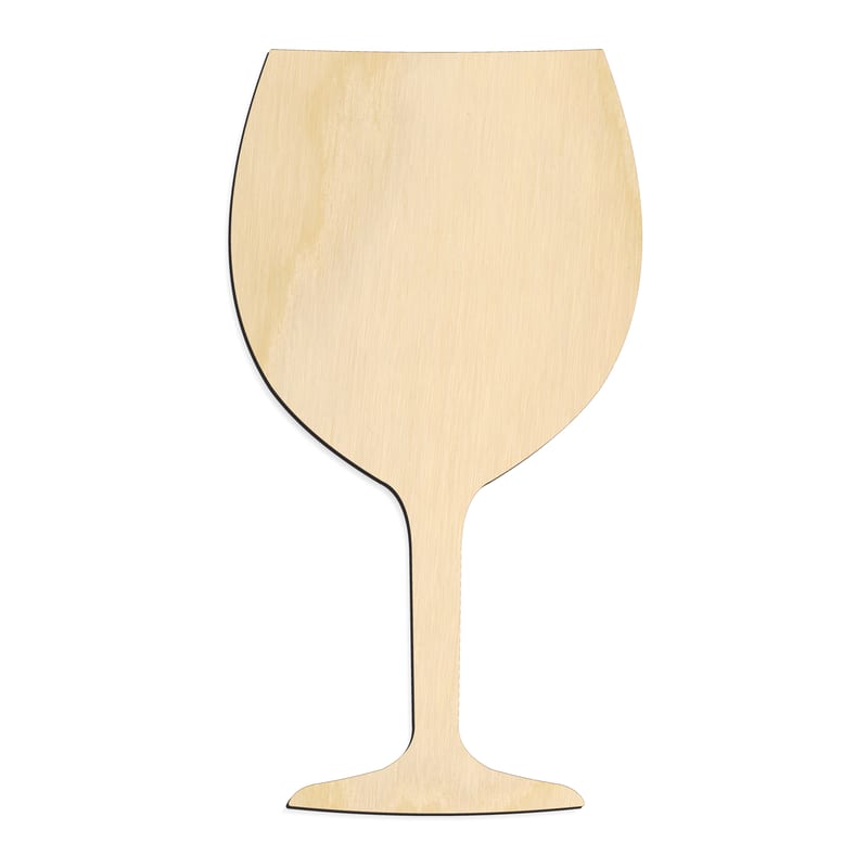 Laser-cut baltic birch silhouette of WINE GLASS ROUNDED BOWL