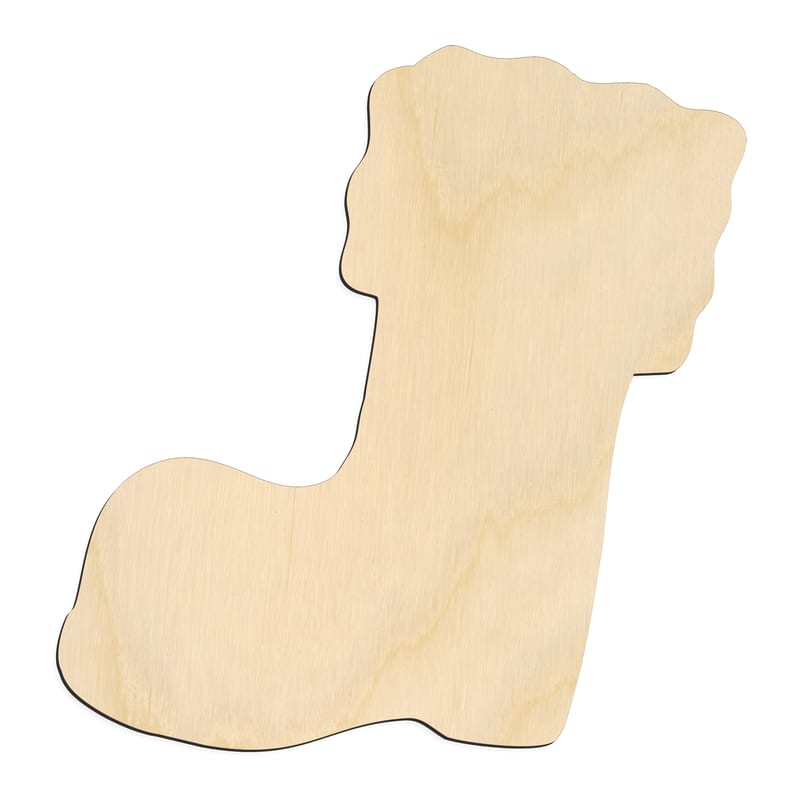 Laser-cut baltic birch silhouette of WINTER SANTA BOOT