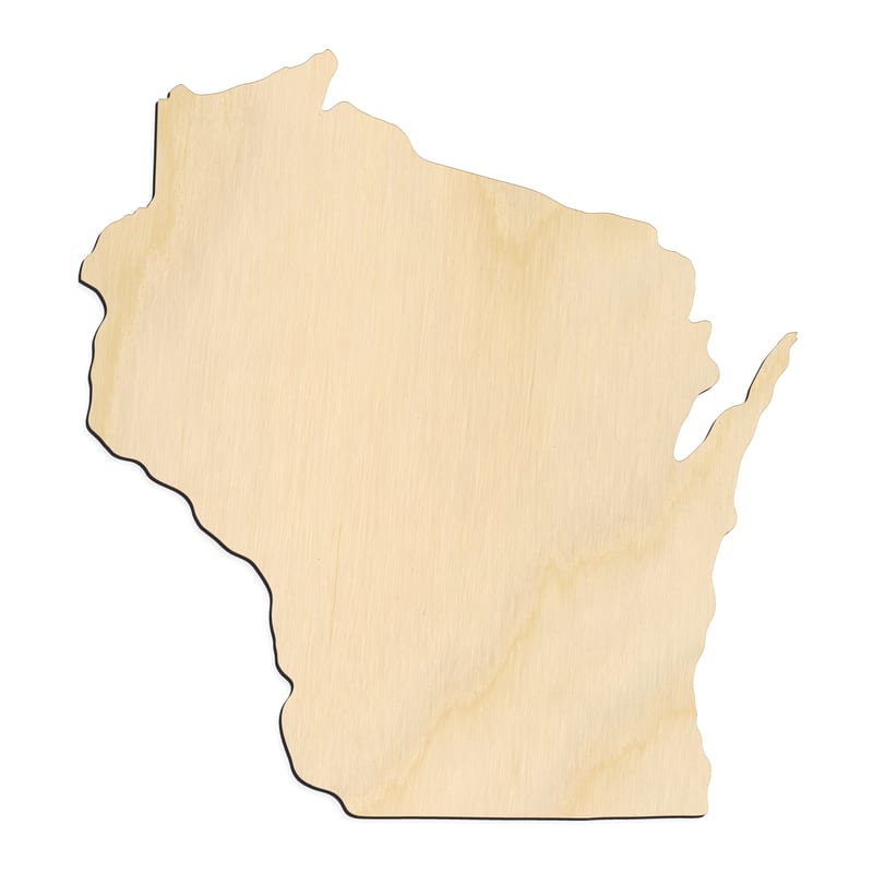 Laser-cut baltic birch silhouette of WISCONSIN STATE CRAFT VARIANT