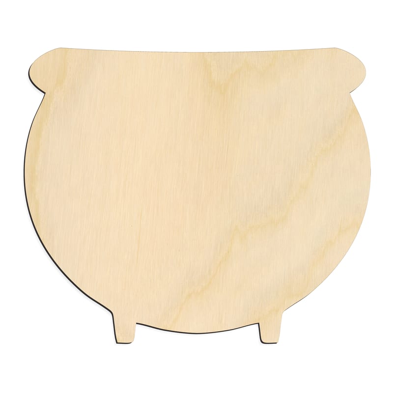 Laser-cut baltic birch silhouette of Witch Cauldron