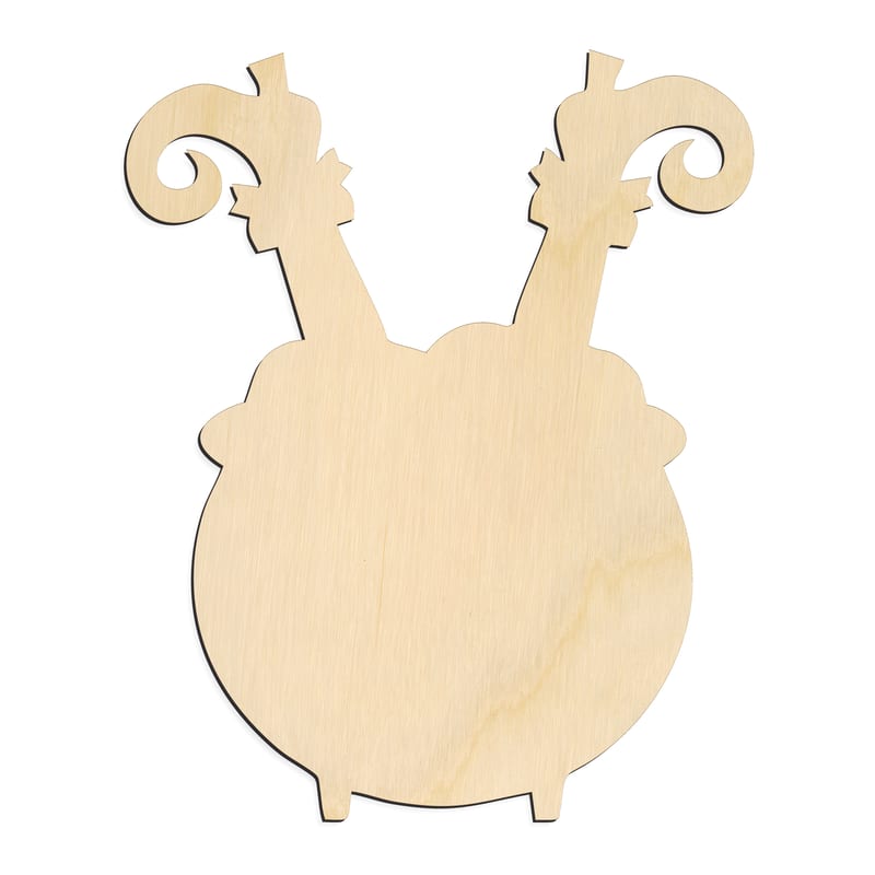 Laser-cut baltic birch silhouette of WITCH LEGS OUT OF CAULDRON