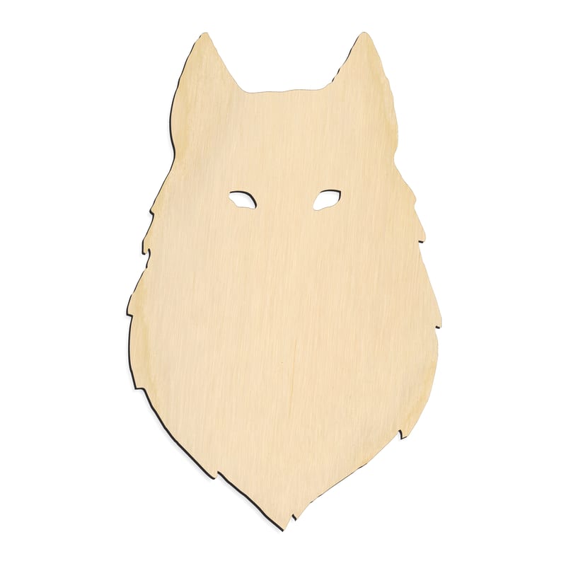 Laser-cut baltic birch silhouette of WOLF FACE SILHOUETTE