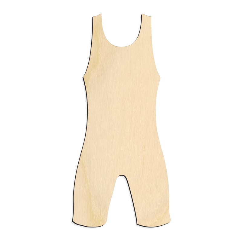 Laser-cut baltic birch silhouette of Wrestling Singlet