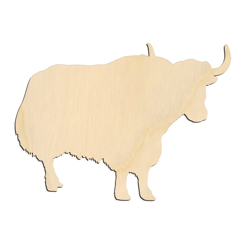 Laser-cut baltic birch silhouette of Yak