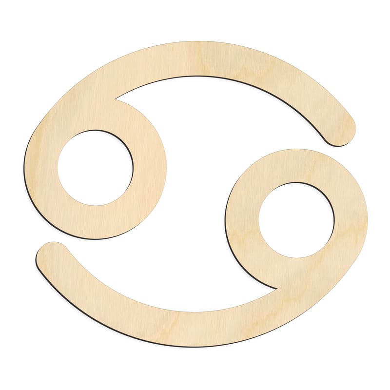 Laser-cut baltic birch silhouette of Cancer Zodiac Symbol