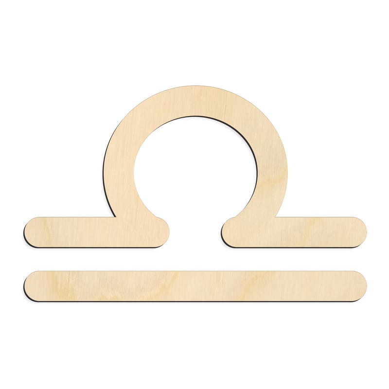 Laser-cut baltic birch silhouette of ZODIAC LIBRA SYMBOL