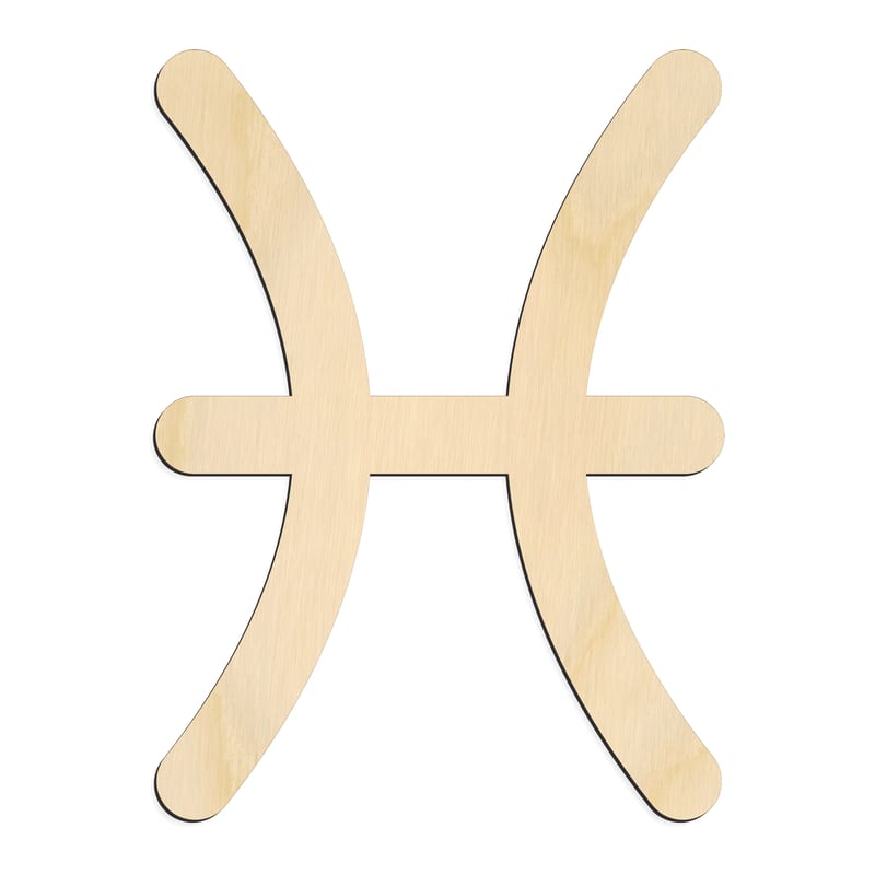 Laser-cut baltic birch silhouette of ZODIAC PISCES SYMBOL