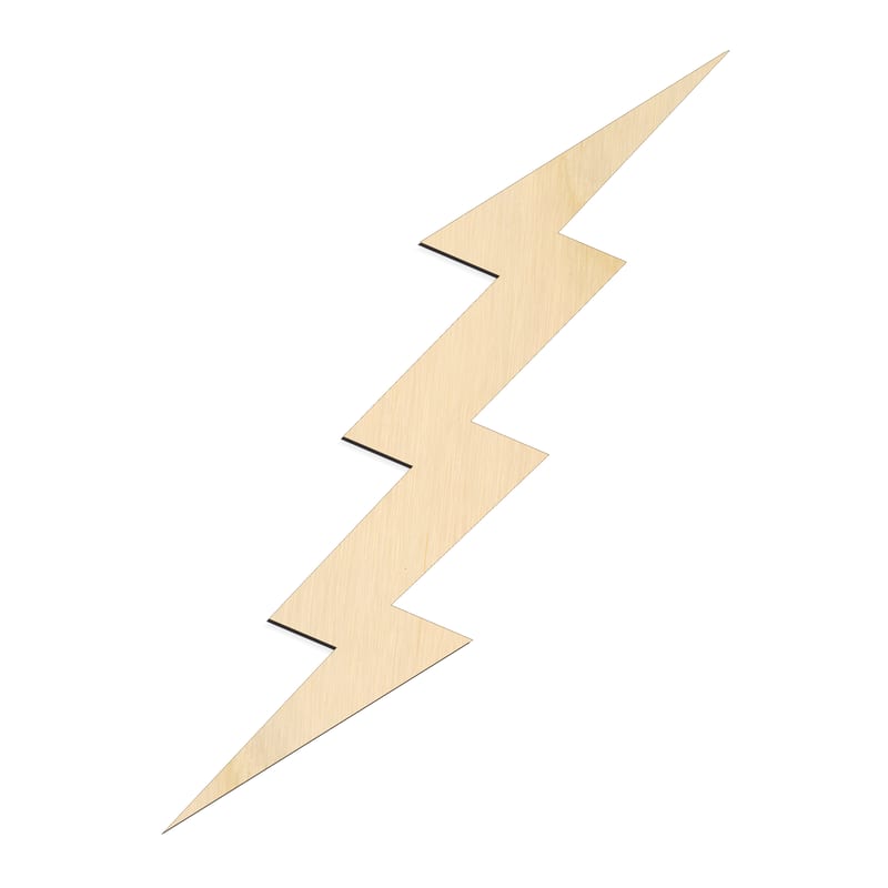 Laser-cut baltic birch silhouette of ZUES LIGHTNING BOLT
